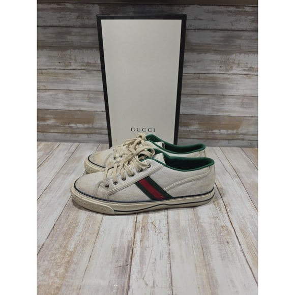 Gucci Other - Gucci Tennis 1977 Low Top Sneakers Off White GG Mignon Canvas Web Stripe 11 READ